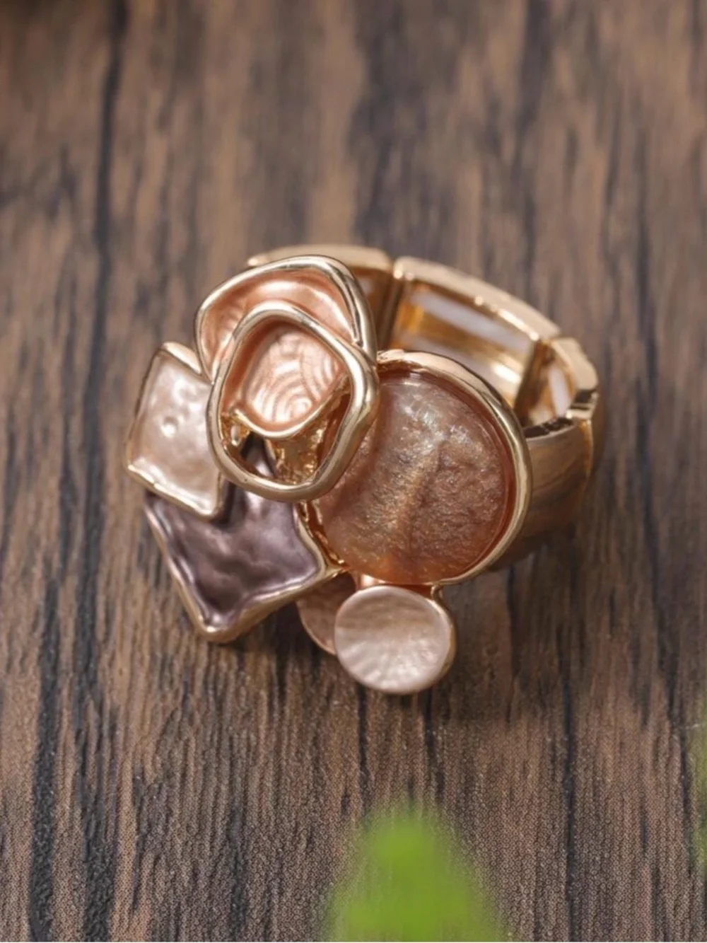 Gold-Tone Pearl Cluster Statement Ring
